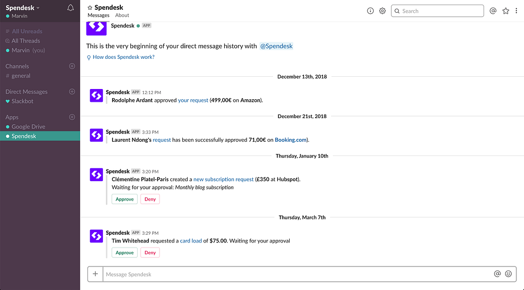 Spendesk integration for Slack