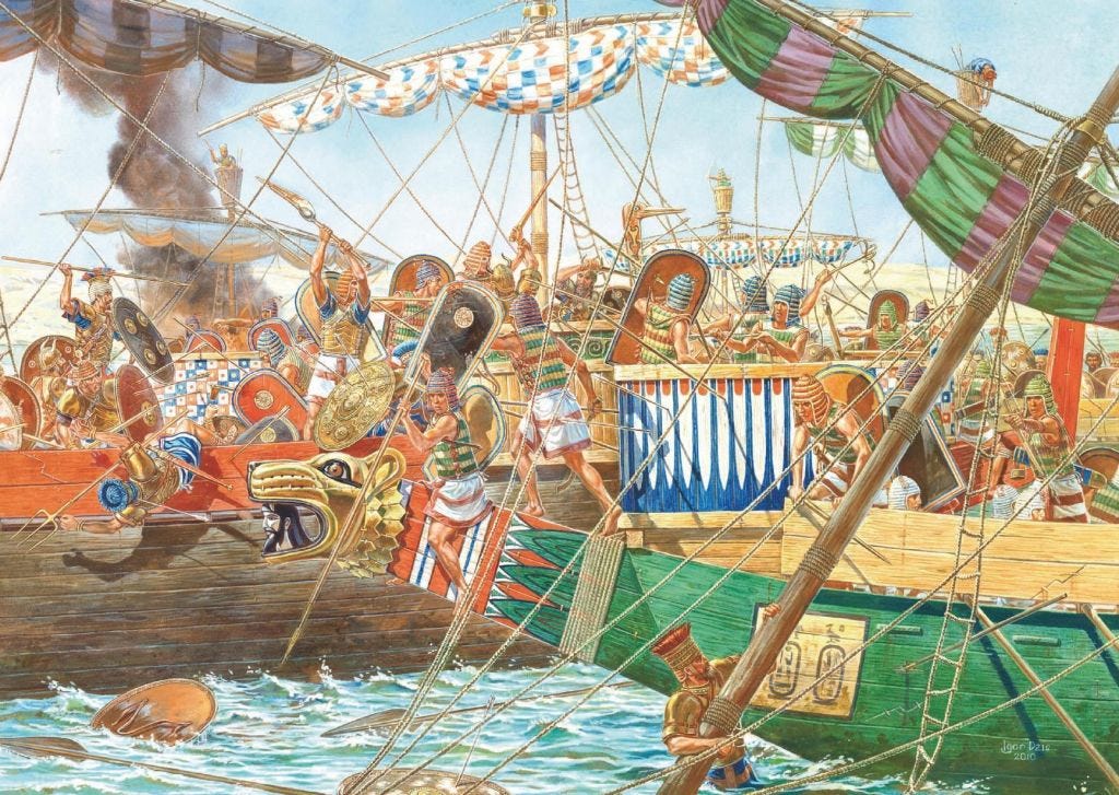 EGYPTIANS BATTLE THE SEA PEOPLES