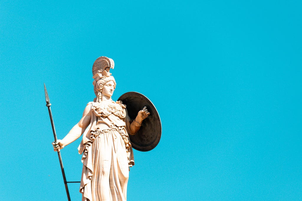 Statue of Athena, the Greek goddess of wisdom and military victory