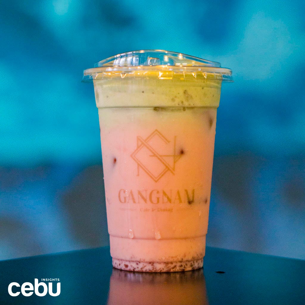 Strawberry Matcha Foam drink from Gangnam Cafe