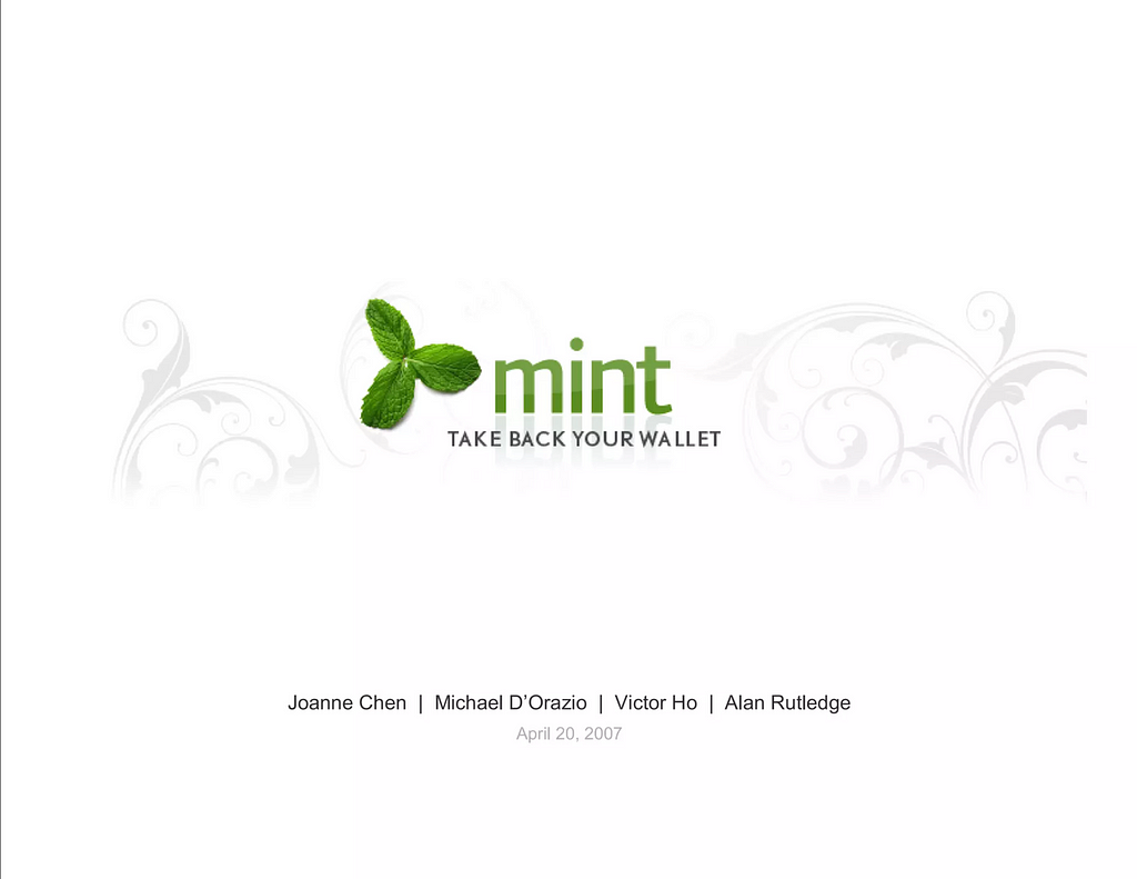 Mint’s original pitch deck
