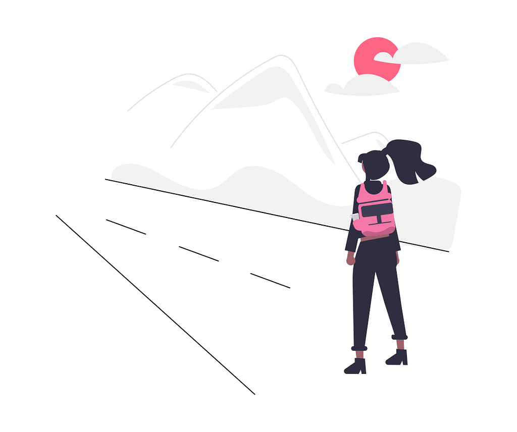 a girl staring into the distance, to communicate venturing into unknown territory