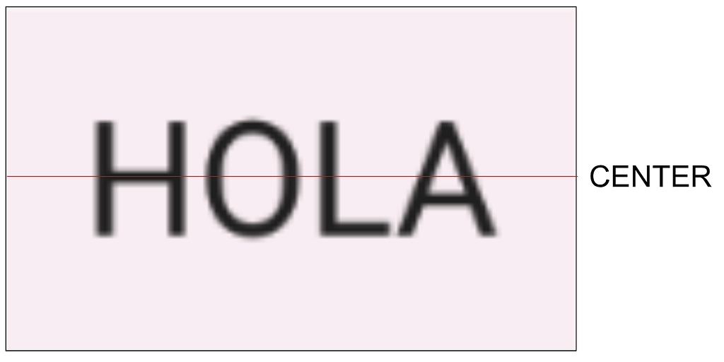 Shows a button with Text “Hola” with the horizontal bar in H is expected to be vertically centered in the container.