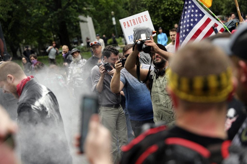 Police seize weapons as Portland braces for clashes between far-right and antifa protesters