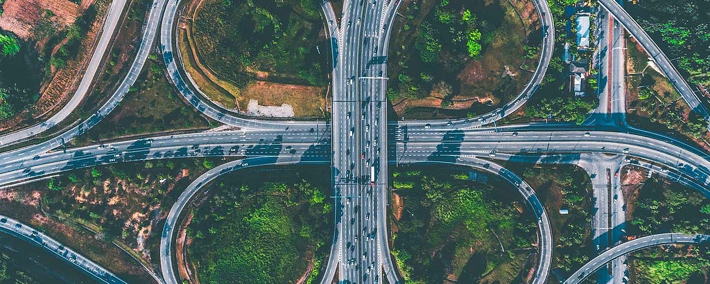 Arial view of an interconnected highway