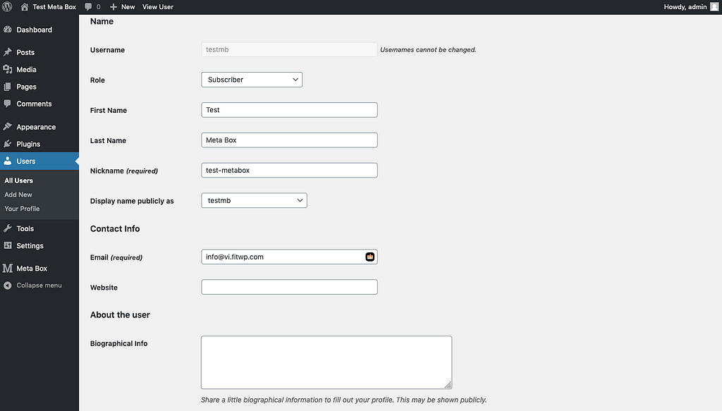 Display the Fields which Wordpress Provides in Default