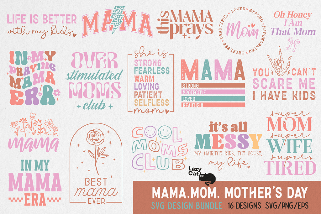 Mama Mom Mother’s Day SVG PNG Bundle Graphic Crafts