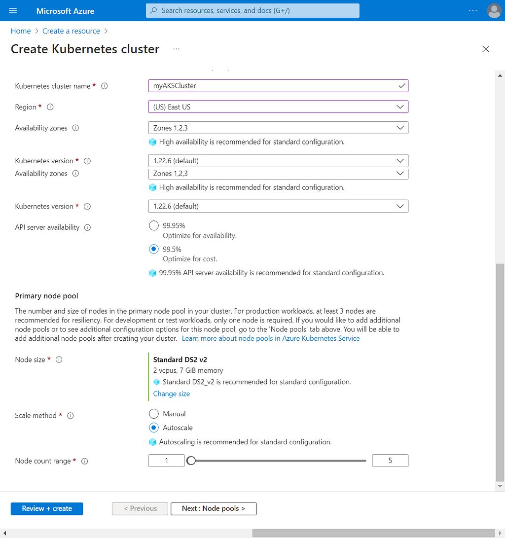 Create Kubernetes cluster