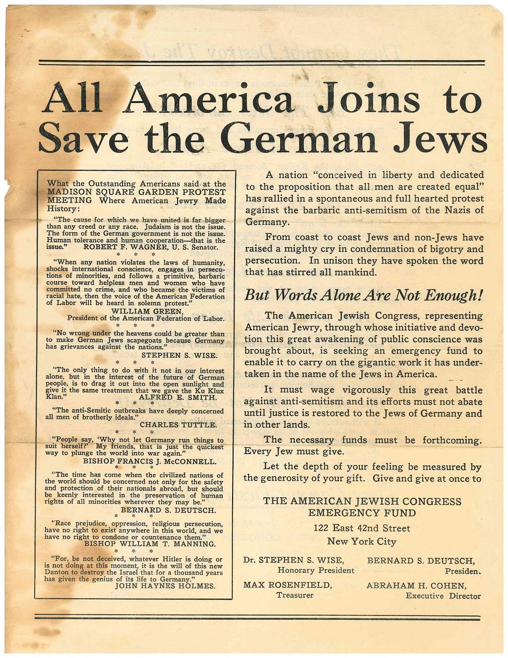 Newsletter distributed by the American Jewish Congress, 1943. Image courtesy of AJHS.