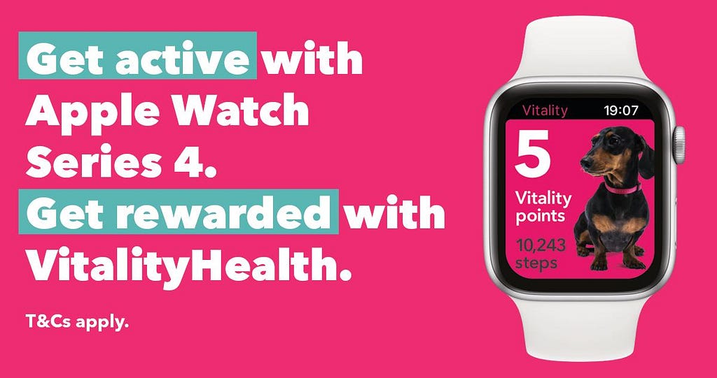 Advertising for Vitality insurrance & Apple Watch to promote the reward program