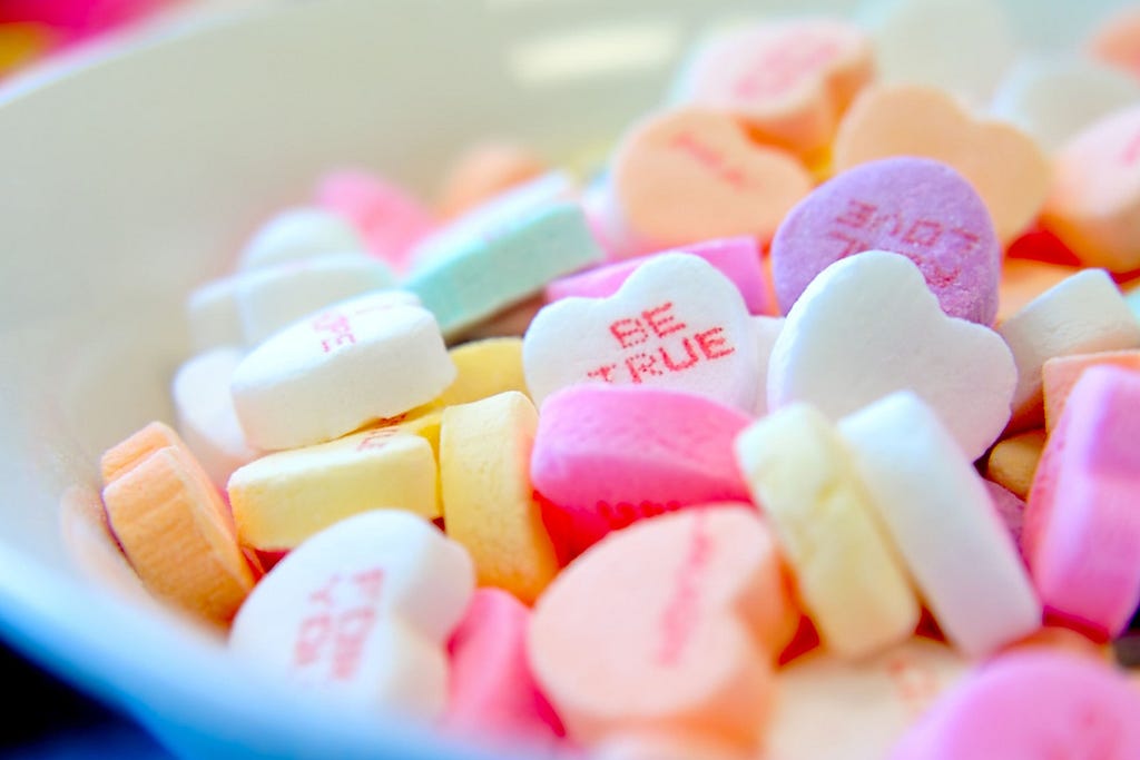 Jar of candy hearts