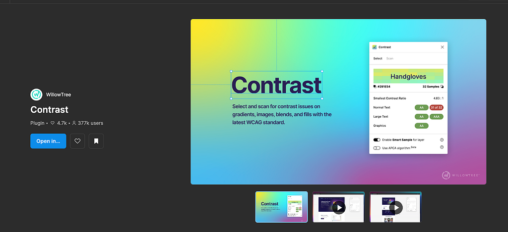 Contrast plugin print from Figma store