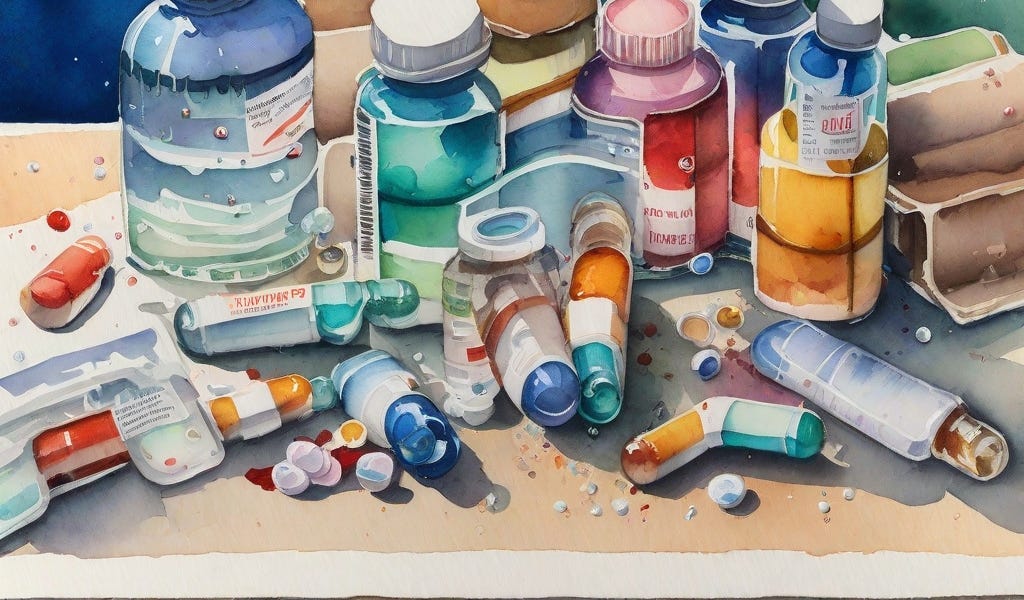 Watercolor of drugs