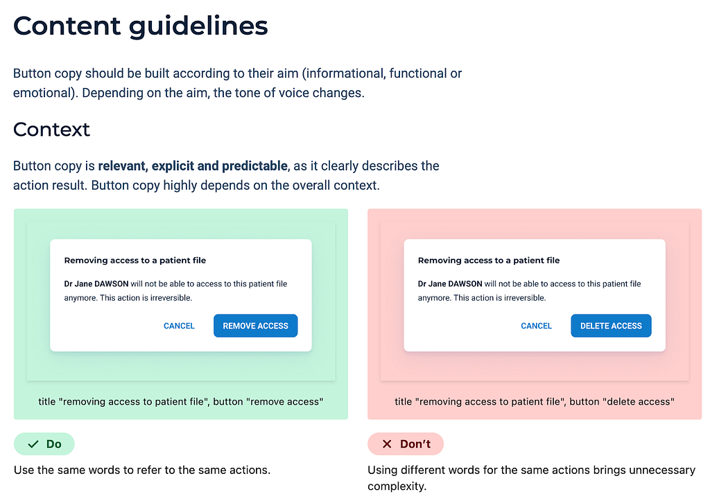 Button content guidelines