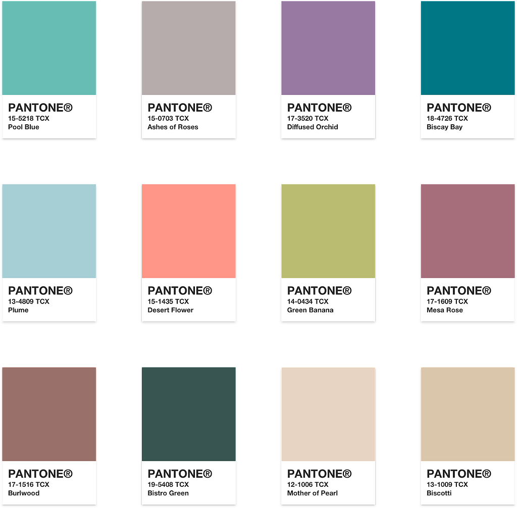 12 different Pantone colors