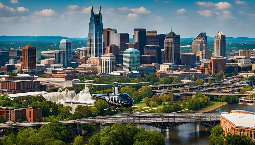 People trying out helicopter tours in Nashville.