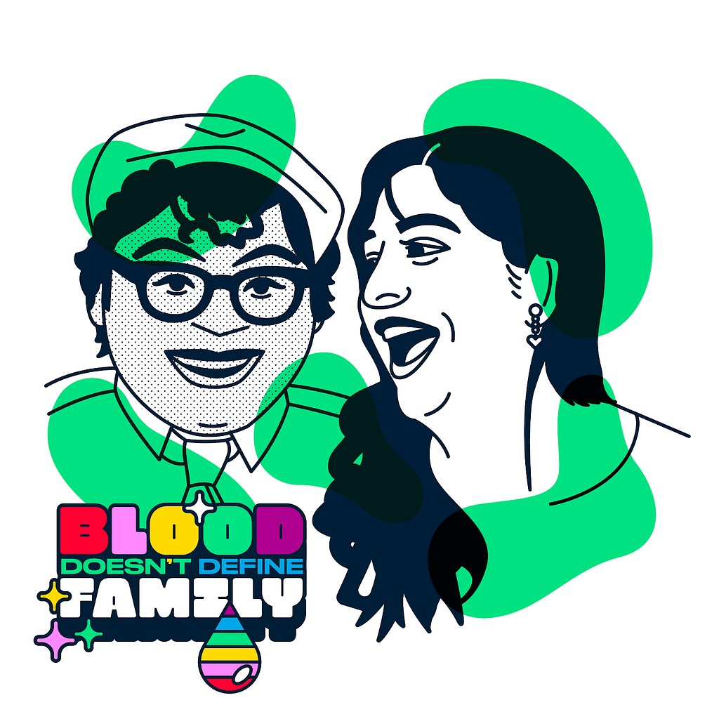 Pride Family Portrait of Claudia Zapata and Raquel Rodriguez. Illustration by weareinhouse.com