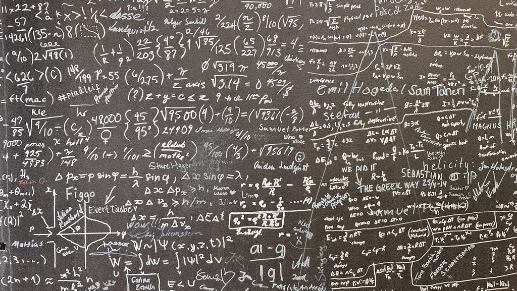 Equations on a blackboard