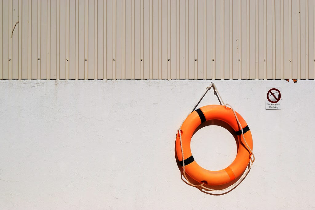 Lifebuoy ring hanging on a wall