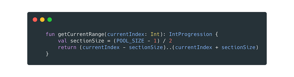 getCurrentRange method implementation