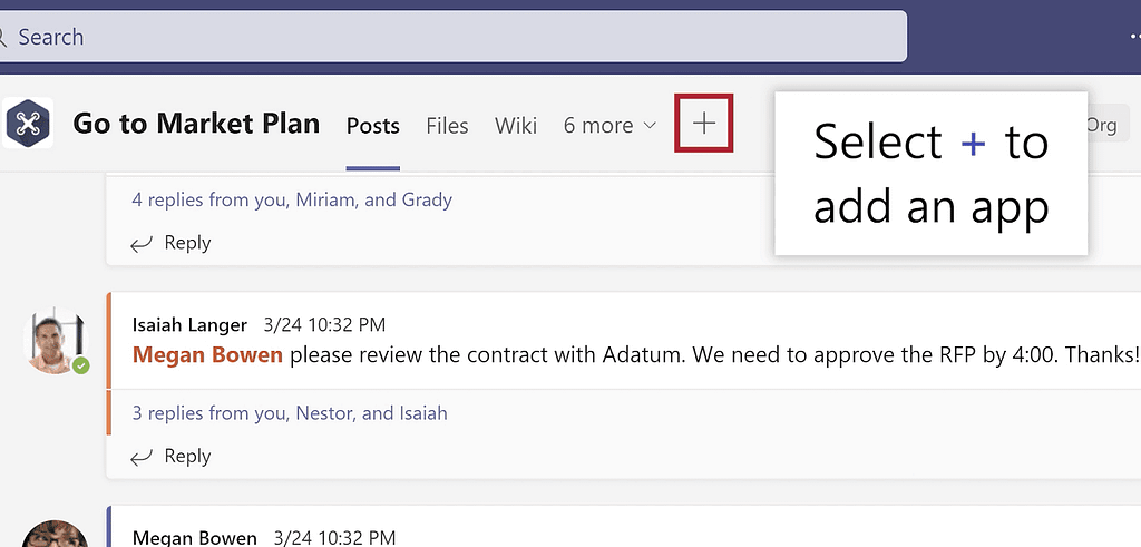 Add an app Microsoft Teams