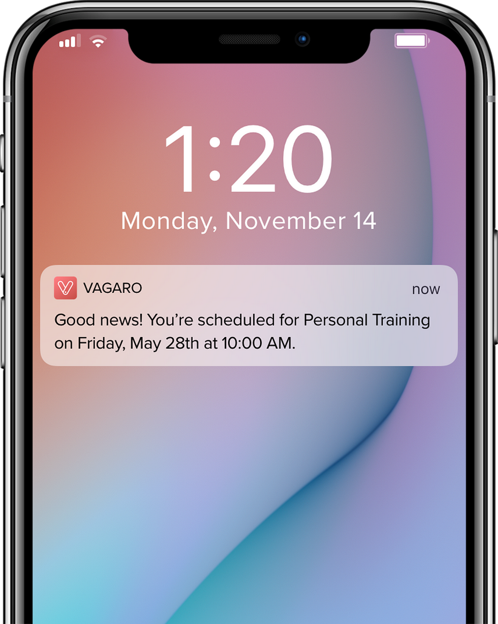 fitness app push notification — class schedule
