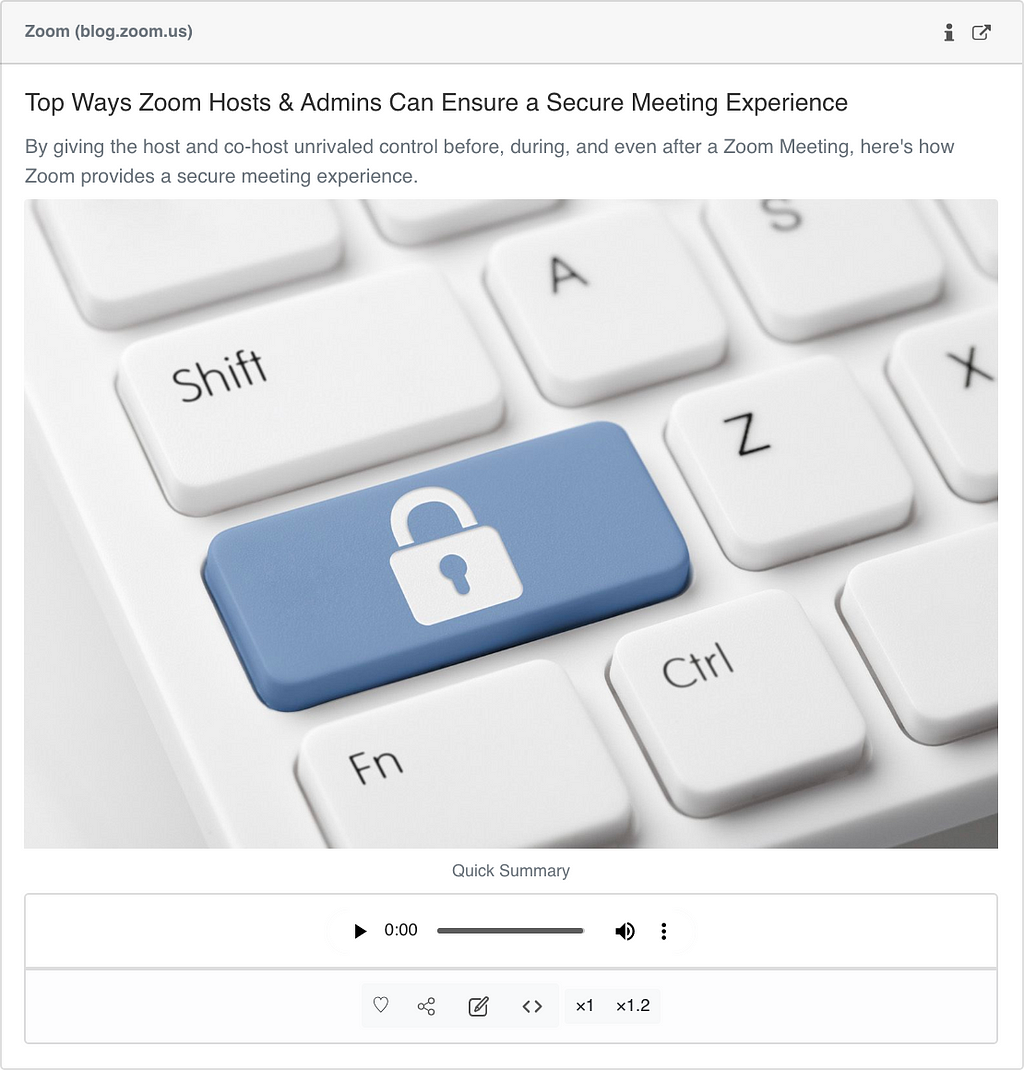 Turn your blog post into high quality audio. This is an example of a Zoom blog post turned into a blogcast.