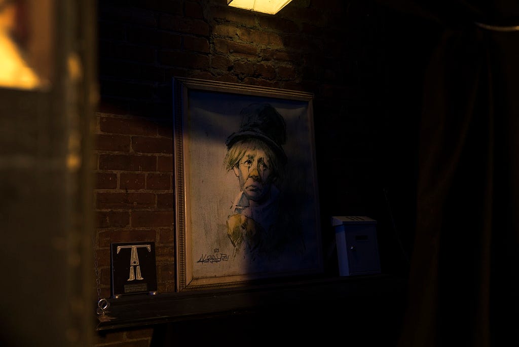 A painting at the entrance of The Brick, a nonprofit independent theater in Williamsburg. Photo: Pablo Argüelles Cattori