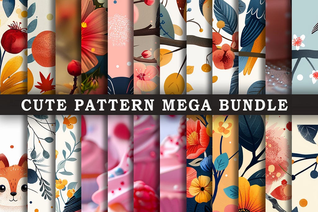 Cute Pattern Background Mega Bundle Grafika Tła Przez Rizu Designs