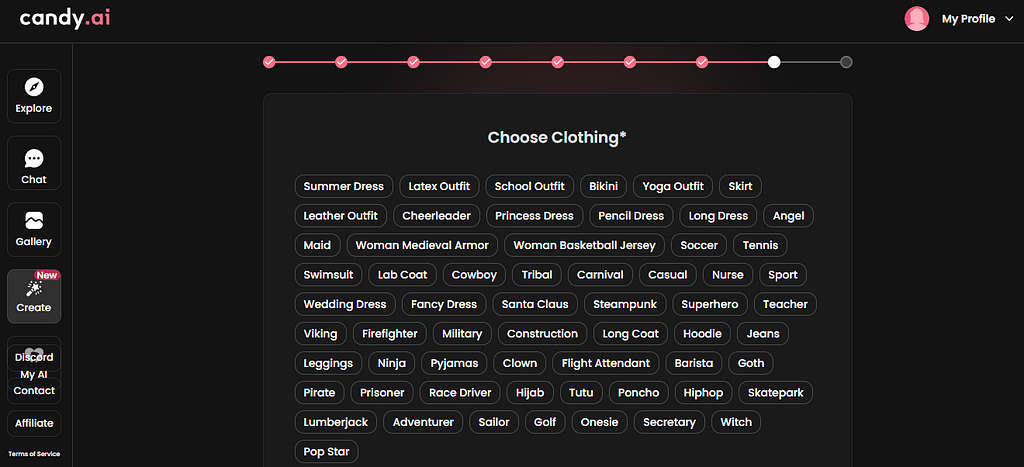 choose the dressing style of your AI girlfriend