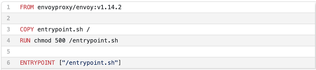 picture of the Dockerfile that creates the envoy instance