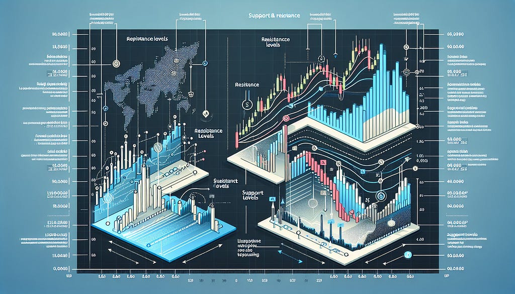 Support and Resistance Levels chart illustration