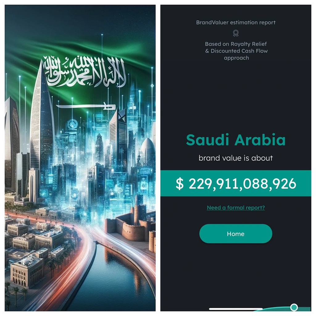 Saudi Arabia’s brand value estimation from BrandValuer