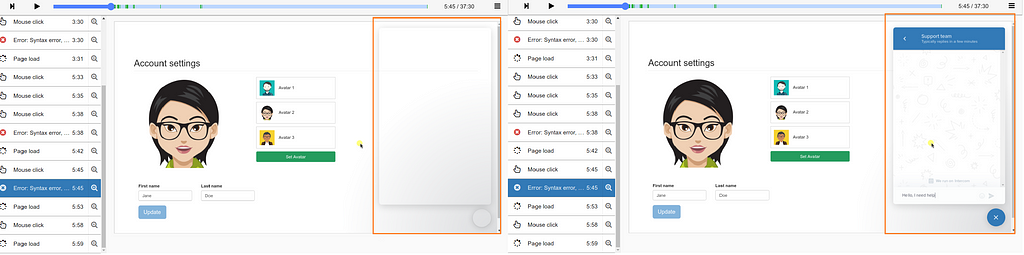 iframe recording with SessionStack