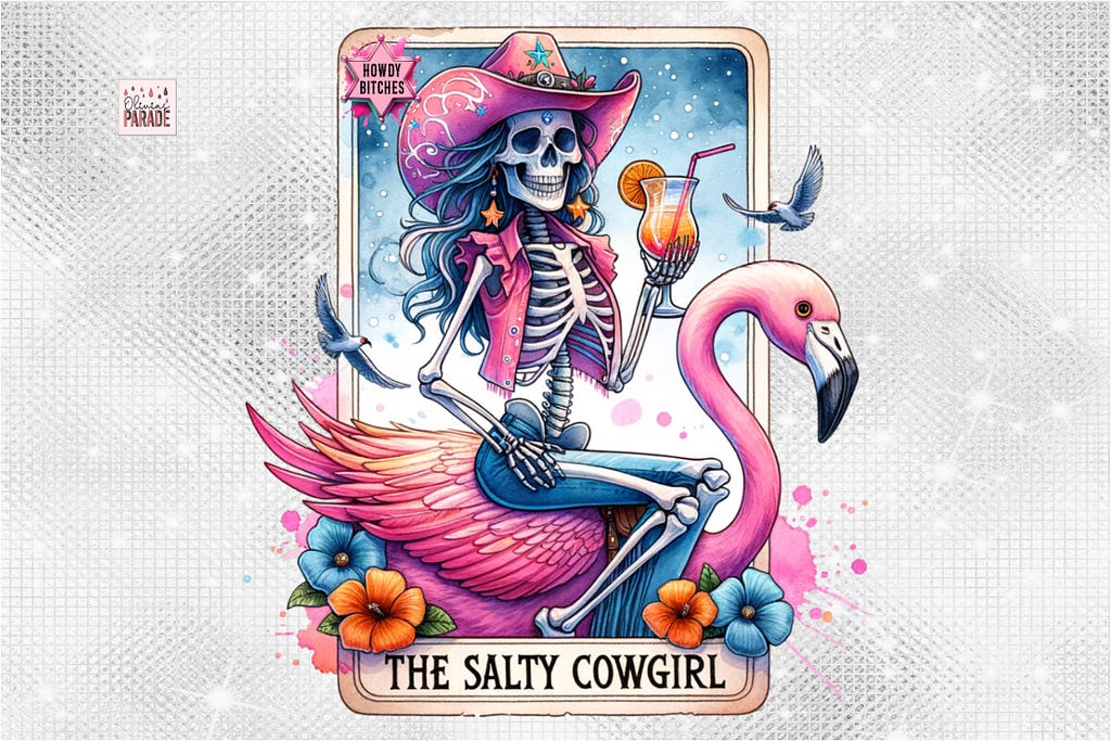 Salty Cowgirl Tarot PNG Howdy Bitches Graphic Print Templates