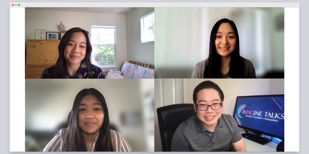 A screen cap of the podcast with Dr. Stephanie N. Wong, Tammy Tran, Michelle Sahai and Dr. Steven Chan.