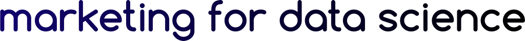 a logo reading “marketing for data science” in a stylized font