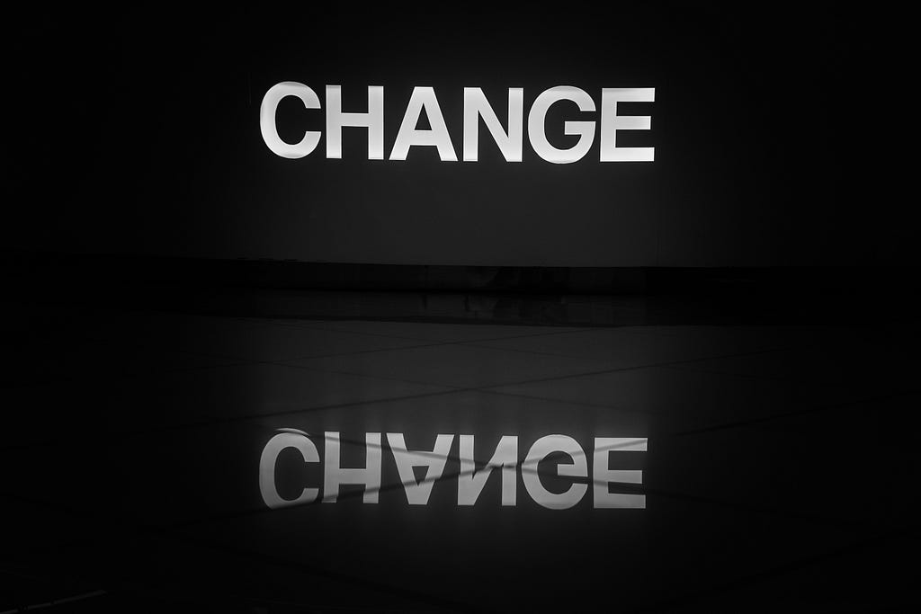 The word change with its mirror image