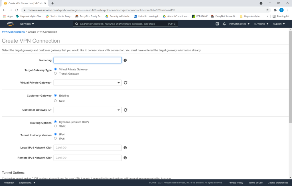 Creating a site-to-site VPN on AWS with static routing