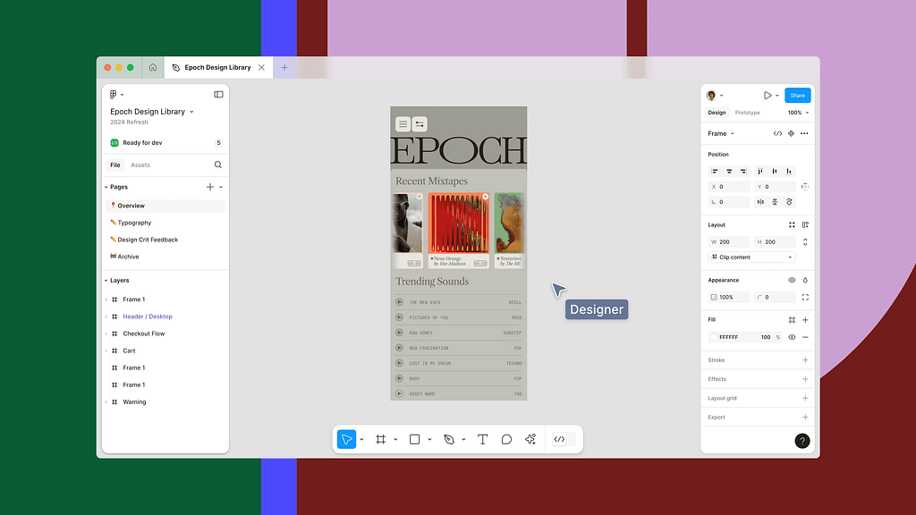 Figma UI3 with the floating panels above the canvas