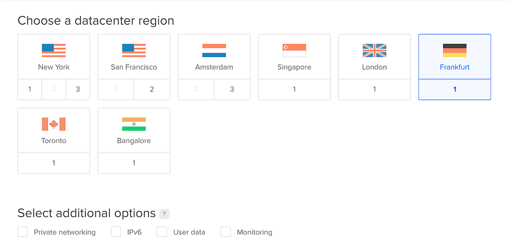 DigitalOcean — Choose a datacenter region