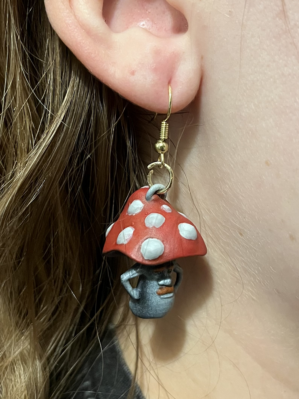 mushroom hoop earrings