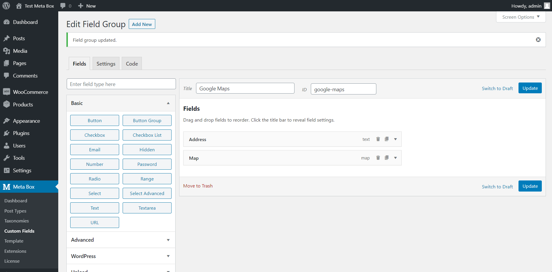 Allow the Above Field to Display with Post, Page or the Post Types You Want