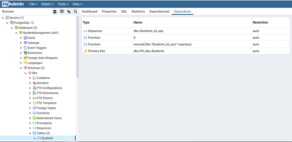 PostgreSQL database schema