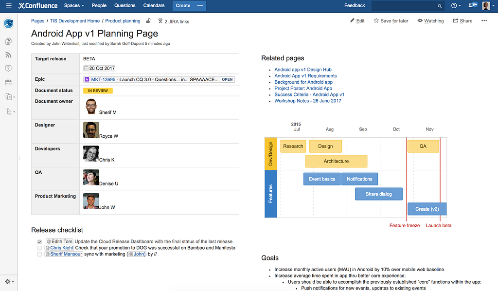 example release planning page