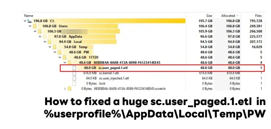 How to fixed a huge sc.user_paged.1.etl in %userprofile%AppDataLocalTempPW