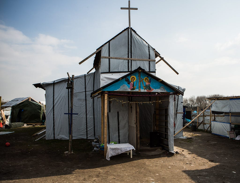 The Eritrean Orthodox church, St. Michael's Calais, pictured here, serves as a safe place for asylum seekers to momentarily escape the tragedy of displacement.