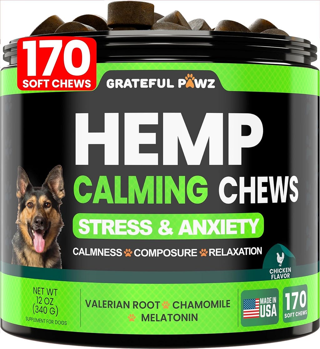 Hemp Calming Chews for Dogs - Dog Calming Chews - 170 Anxiety Relief Treats - Hemp Oil - Dog Calming Treats - Sleep Calming Aid - Advanced Calming Health Joint Support Supplement - Separation, Barking