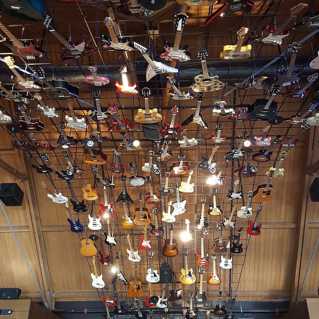 A rainbow of guitars #Hawaii