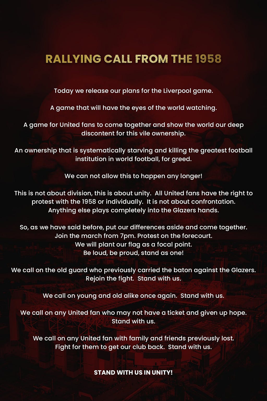 Message of the protests against The Glazers